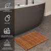 manufacturer direct strand woven bamboo bath mat bathroom rugs floor wood shower bathtub waterproof non slip accessories 16x24 inch easy to clean, suitable for outdoor, dark color, 1 pc trade price