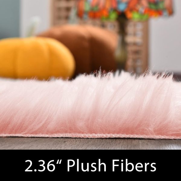 global sourcing latepis pink 2x3 faux fur rug for bedroom decor for teen girls throw fuzzy fluffy furry sheepskin rug for sofa cushion luxury home décor rectangle oem/odm services