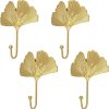 competitive pricing morobor decorative leaves iron hooks,4pcs ginkgo leaf shape wall mounted hooks modern key holder wall mounted gold single prong hat hanger home office nursery room decoration one-stop wholesale