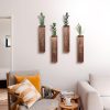 bulk purchase 4 pack wood indoor wall planter, modern wall decor for living room bedroom, farmhouse pocket wall vases for dried flowers and faux greenery plants - brown trade price
