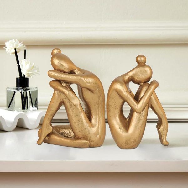 supplier direct unique cast iron girl thinker bookends, heavy-duty decorative book stoppers for shelves, creative home and office desk ornaments, 1 pair/2 pieces, 5.9" wholesale prices