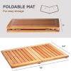 manufacturer direct bambüsi bamboo bath mat - foldable wood shower mat for easy storage, non-slip bathroom mat, versatile for indoor and outdoor use, ideal floor mat for spa, sauna, pool, 24" x 18" trade price
