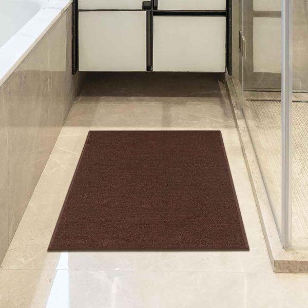 global sourcing machine washable modern solid design non-slip rubberback 2x3 traditional area rug for entryway, bedroom, kitchen, bathroom, 2'3" x 3', brown oem/odm services