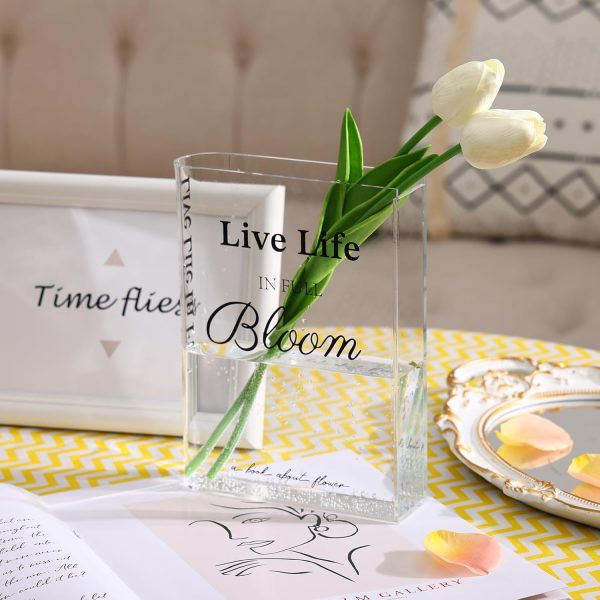 oem/odm services fixwal acrylic book vase for home decor, 6x8 inches aesthetic room decor, clear book shape artistic irregular transparent vase, bedroom or office decorations affordable bulk deals