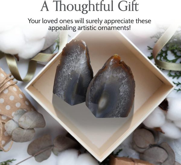 supplier direct nature's decorations agate bookends - a quality natural geode book ends with rubber bumpers for shelves, office, home decor - heavy duty cool stone bookend pair for decoration (2-3 lb) wholesale prices