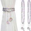bulk purchase magnetic curtain tiebacks, 2 pack crystal beaded sun & moon pendants sheers/draperies holdbacks for window home office decor (purple) factory discount