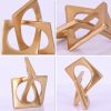 dropship from factory modern geometric sculpture gold knot statue decor, home gold bookcase centerpiece jax decorative, geometric tabletop sculpture and figurines, for golden home decor accent, cube decorative ornaments mass production supply