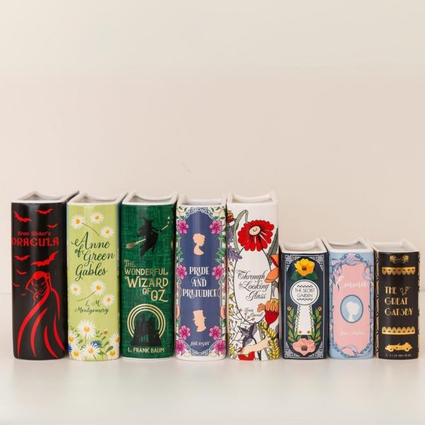 oem/odm services steel mill & co original large book-shaped decorative vase, ceramic vases for home decor, cute bookshelf decor, unique vase for book lovers, anne of green gables affordable bulk deals