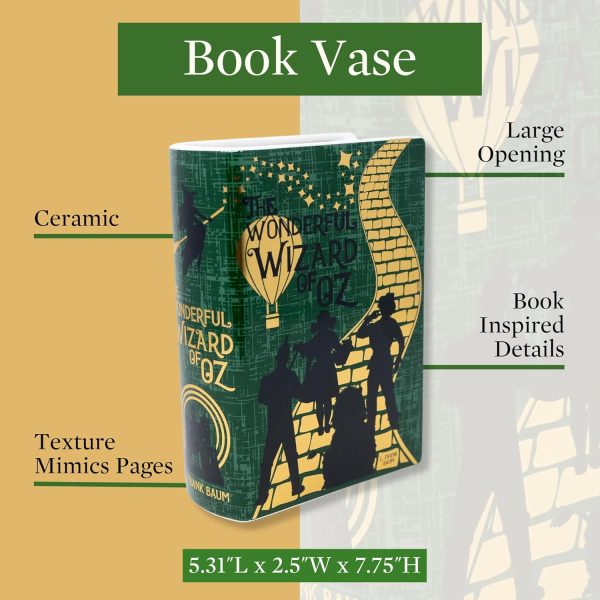 oem/odm services steel mill & co original large book-shaped decorative vase, ceramic vases for home decor, cute bookshelf decor, unique vase for book lovers, wizard of oz affordable bulk deals