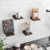 bulk purchase fixwal small floating shelves, 5x5 inches wall shelf set of 4, rustic wood small wall mounted shelves for bedroom, living room, kitchen, bathroom decor (dark carbonized black) trade price