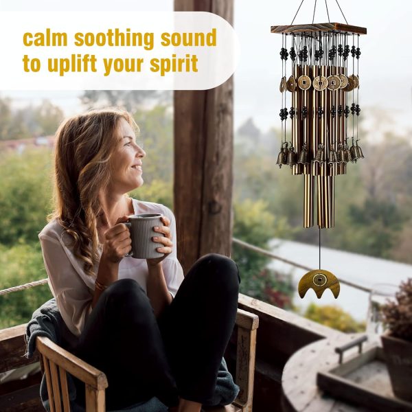 producer to buyer wind chimes for outside, 30"memorial wind chimes with 24 copper tubes and 16 copper bell for garden,patio,window wind chime hanging decoration,bronze memorial sympathy wind chimes gifts for mom discounted pricing