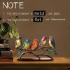 dropship from factory stained birds on branch desktop ornaments double sided metal flatness table art home room decoration suitable for office wine cooler decor(5 birds on a branch) mass production supply