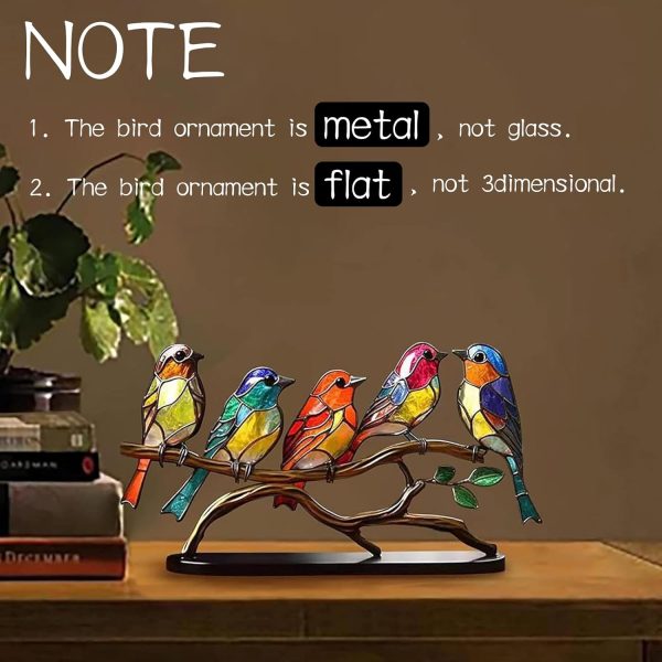 dropship from factory stained birds on branch desktop ornaments double sided metal flatness table art home room decoration suitable for office wine cooler decor(5 birds on a branch) mass production supply