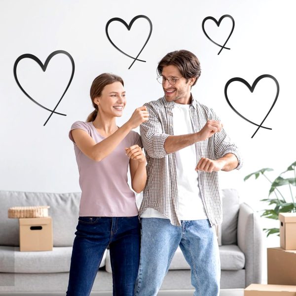 factory direct koyiltd 4 pcs metal heart wall art bedroom modern bedroom decor beautiful love heart wall decor metal wall decor above bed wall decor for valentine's day or christmas (black, romantic) volume discount