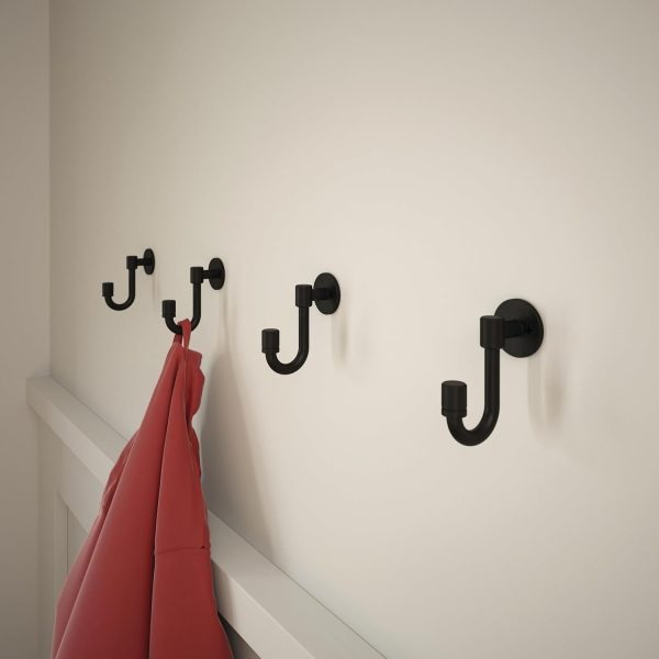 competitive pricing franklin brass bar (4-pack) single wall hooks 1-prong coat/hat matte black hooks for hanging wall mount hanger clothes, purse, bag, towel organization decorative wall hooks b47246k-fb-c one-stop wholesale
