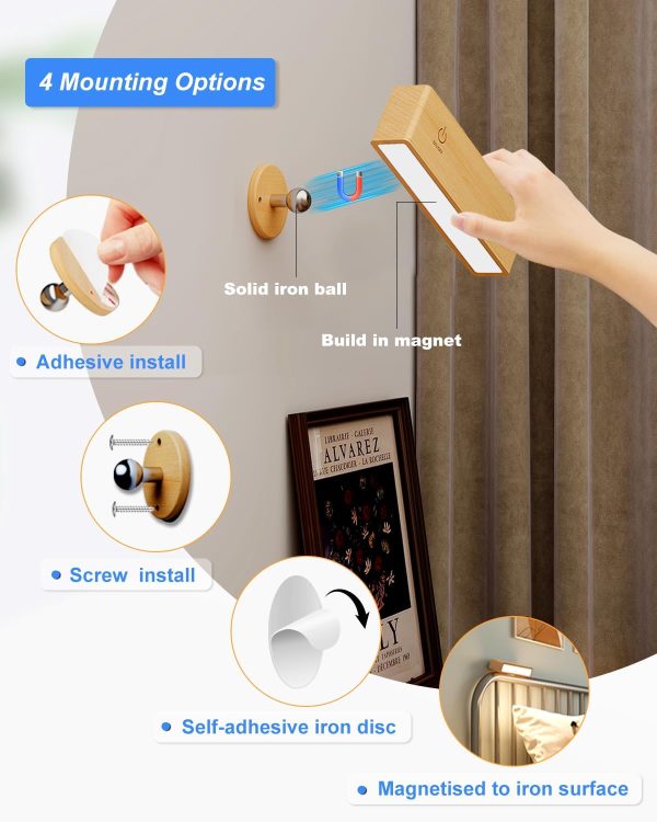 bulk purchase yilaie wall sconces battery operated set of two,rechargeable wall lights for bedroom,wall lights wireless dimmable,wood wall sconces with 360 rotation,peel and stick wall sconces for bedroom bedside trade price
