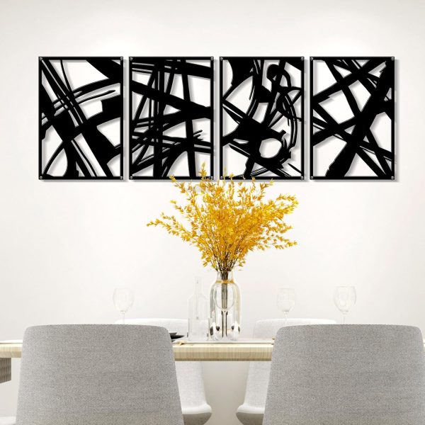 factory direct zzbakress 4 pieces abstract metal wall art, minimalist art decoration, paintings wall decor, 3d structure sculptures decor for living room bedroom bathroom office (black style 1) volume discount