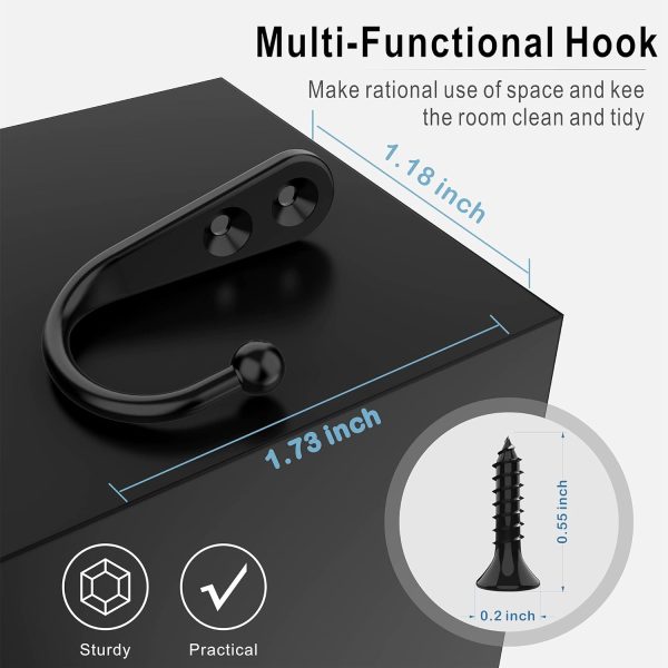 competitive pricing 15 pcs black wall mounted coat hooks, hanger hook with 30 pieces screws for towel, key, robe, scarf, bag, cap, coffee cup, mugs one-stop wholesale
