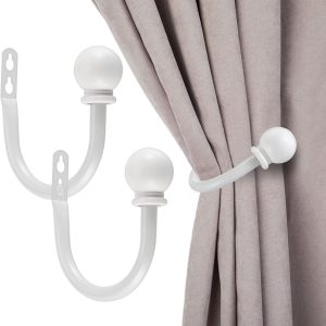 bulk purchase sumnacon set of 2 decorative curtain holdbacks, wall mounted aluminum alloy window drapery tiebacks for bedroom, livingroom office come with screws, white factory discount