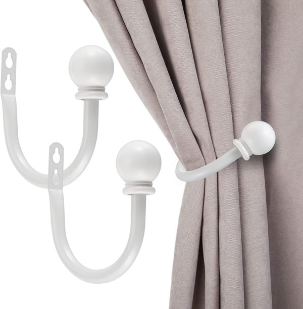 bulk purchase sumnacon set of 2 decorative curtain holdbacks, wall mounted aluminum alloy window drapery tiebacks for bedroom, livingroom office come with screws, white factory discount