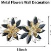 factory direct liffy black gold metal flowers wall decor,15" 3d multi-layer modern floral art, rustic distressed hanging decor for indoor, bedroom living room garden patio, home decoration accent volume discount
