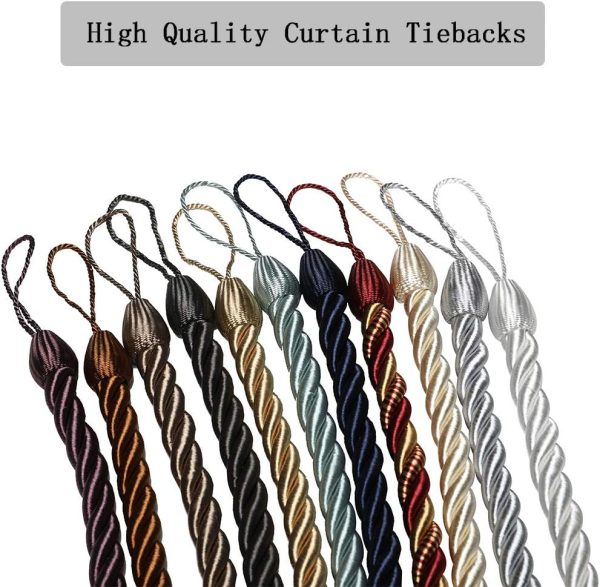 bulk purchase bel avenir curtain ropes tiebacks tie-backs, curtain handmade holdbacks with 2 metal screw hooks - white 2 pack factory discount