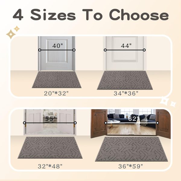 global sourcing villsure door mat, front doormats, non-slip entryway mats resist dirt, washable low pile floor door mats for home, entrance, inside, patio, grey, 19.5"x31" oem/odm services