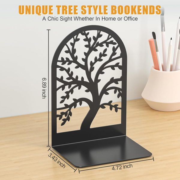 supplier direct vfine bookends 1 pair, black metal book ends, bookends for shelves, unique decorative tree book ends for shelves, book ends to hold books, book stopper, bookend for home office (style b) wholesale prices