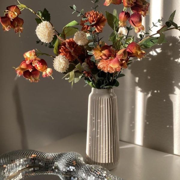 oem/odm services christmas vase decor, 9 inch white ceramic vase, flower vase modern, boho vases for pampas grass home decor, decorative white vases for flowers mantel, living room, off-white affordable bulk deals