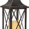 custom wholesale yakii 14" decorative candle lantern led flameless candle timer, plastic led candle & holder, indoor & outdoor hanging lights,christmas day decoration (antique copper brushed) oem/odm services