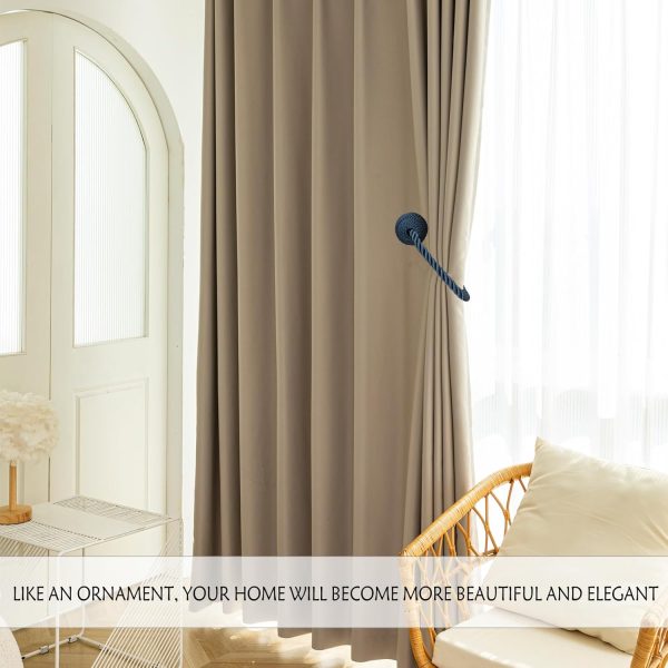 bulk purchase magnetic curtain tiebacks rope curtain tie backs for curtains 2 pack curtain holders for drapes decorative window curtain holdbacks, blue factory discount