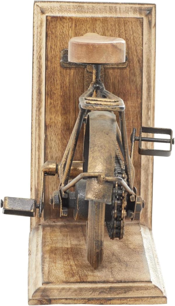 supplier direct deco 79 vintage wood bookends metal cycle pr h-26778, 7"w, 9"h, brass wholesale prices