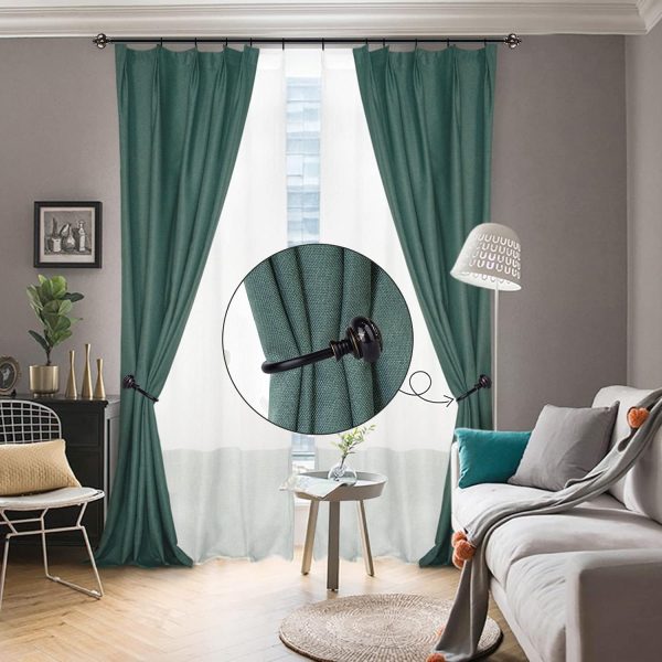 bulk purchase kamanina decorative curtain drapery holdbacks, window curtain holdbacks, marbled finials, black(1 pair/2 pack, small) factory discount