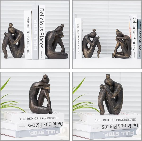 supplier direct lukitas unique decorative girl thinker bookends, home office books shelves stoppers holder, nonskid book stoppers, creative desktop ornaments for study room hotel shelves, resin, 1pair/2piece 6.5'' wholesale prices