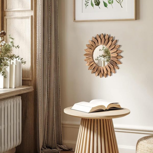 bulk purchase honiway wall mirror decorative 12 inch rustic wood mirror sunburst boho mirror for entryway bedroom living room bathroom house warming gifts new home essential carbonized black trade price