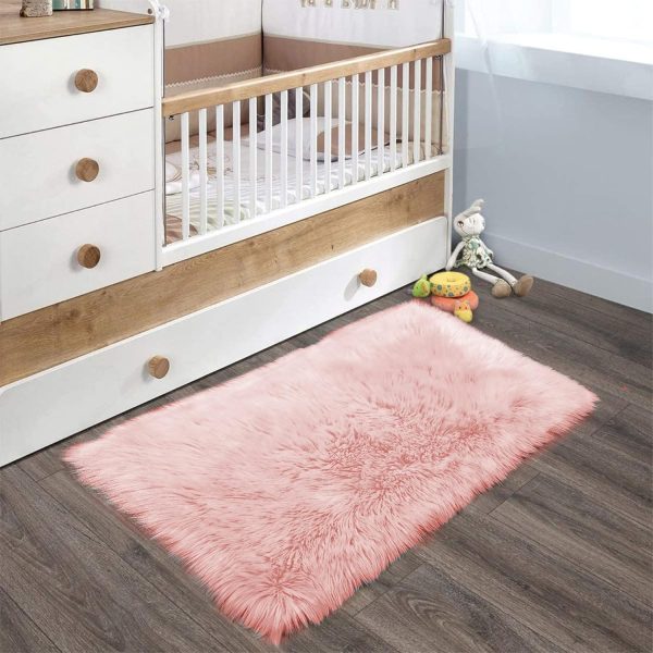 global sourcing latepis pink 2x3 faux fur rug for bedroom decor for teen girls throw fuzzy fluffy furry sheepskin rug for sofa cushion luxury home décor rectangle oem/odm services