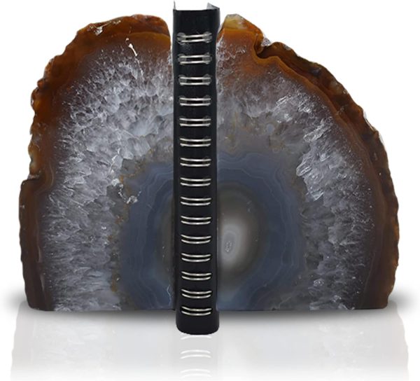 supplier direct nature's decorations agate bookends - a quality natural geode book ends with rubber bumpers for shelves, office, home decor - heavy duty cool stone bookend pair for decoration (2-3 lb) wholesale prices