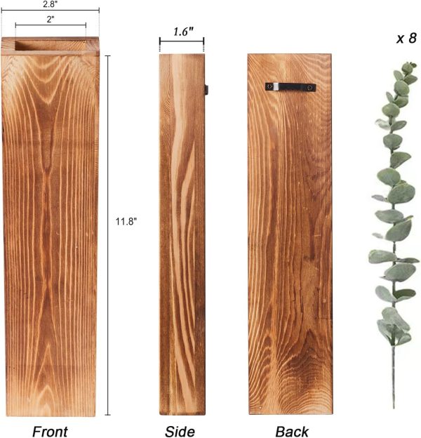 bulk purchase wood wall planters with artificial eucalyptus, modern farmhouse wall decor for living room, bedroom, bathroom, wooden pocket hanging wall vase with faux plant decor (4 pack) trade price