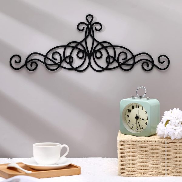 factory direct zhengmy metal wall decor small traditional metal scroll wall art decor rustic iron wall medallion metal scroll wall art small iron metal wall plaque for home living room decoration(black) volume discount