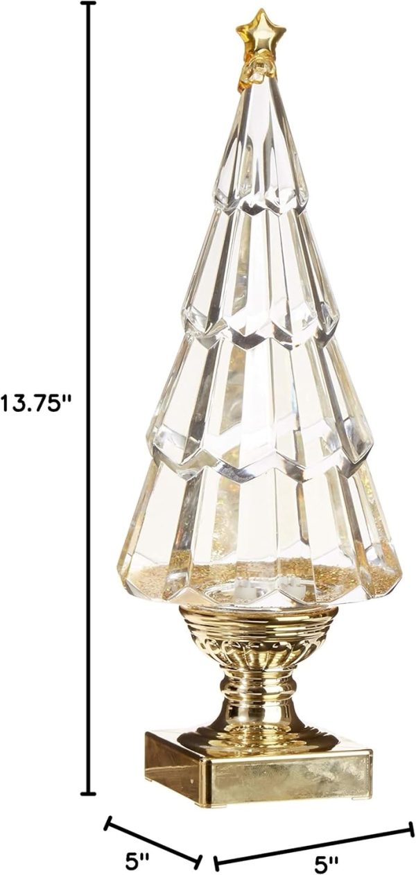 dropship from factory sparkle goldtone christmas tree lighted 13.75 inch acrylic decorative tabletop figurine mass production supply