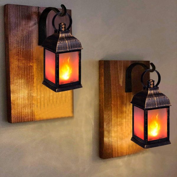 custom wholesale 11" vintage style decorative lantern,flame effect led lantern,(golden brushed black,remote control) indoor outdoor hanging lantern,decorative lanterns zkee (set of 2) oem/odm services