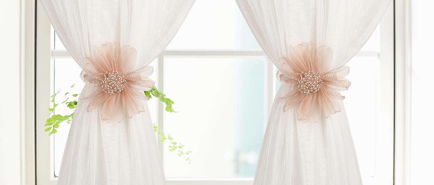 bulk purchase suq i ome 2 pieces of handmade artificial flower curtain holdbacks clips window drape twist tie backs for women, girls bedroom decorative draperies holdbacks (pink) factory discount