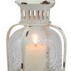 custom wholesale stonebriar antique worn white metal candle lantern, use as decoration for birthday parties, a rustic wedding centerpiece, or create a relaxing spa setting, for indoor or outdoor use oem/odm services