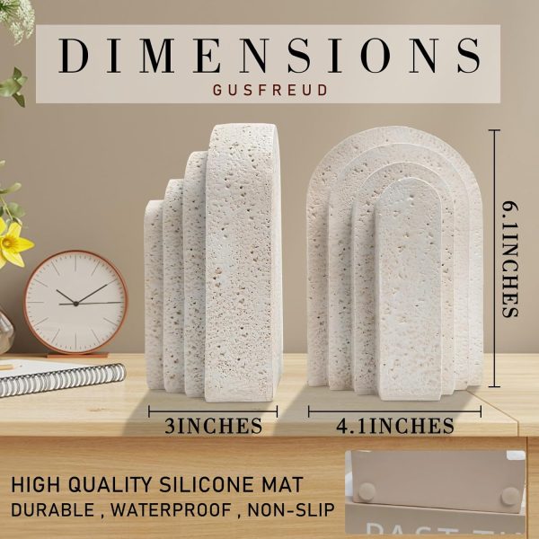 supplier direct heavy duty book ends for shelves, decorative book stopper for shelves, resin decor bookends for heavy books, modern home decor aesthetic book ends aesthetically pleasing layered arch design, set of 2 wholesale prices