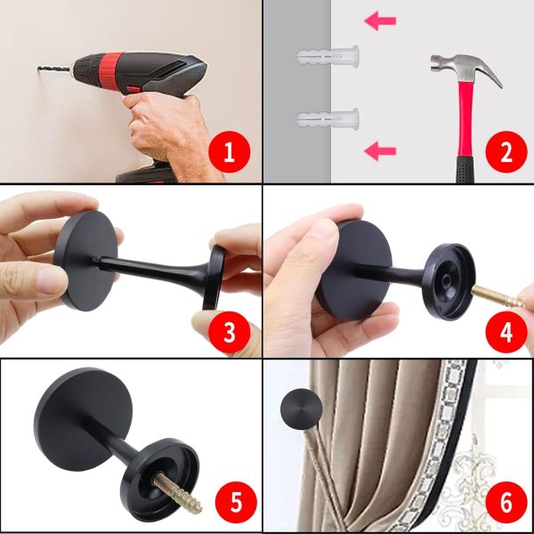bulk purchase curtain tiebacks 2 pack curtain holdbacks zinc alloy curtain tiebacks wall mounted with screws, decorative curtain holders for drapes stylish black curtain tieback hooks for home office factory discount