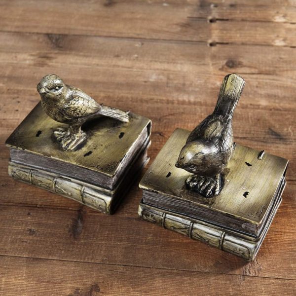 supplier direct home decorative birds & books vintage design resin bookshelf bookends,paper weights, book ends,bookend supports, book stoppers, set of 2 wholesale prices