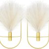 factory direct peryiter 2 pcs boho wall decor gold wall art hanging planters with artificial pampas wall mounted metal wall decor modern home decor display wall art bedroom bathroom living room(oval) volume discount