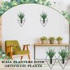 factory direct jexine 2 pcs hanging planters with artificial plants metal hanging vase indoor plants holder modern geometric boho wall decor for living room home office(black, eucalyptus) volume discount