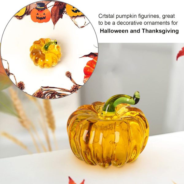dropship from factory longwin mini crystal pumpkin collectible figurines glass pumpkin figurine paperweight tabletop decorative ornaments for fall harvest thanksgiving halloween home decor ornaments mass production supply