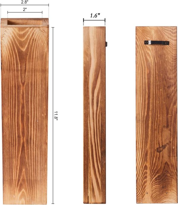 bulk purchase 3 pack wall planters for indoor plants, wood wall decor for bathroom, bedroom living room, modern farmhouse wooden pocket wall vases for dried flowers and faux greenery plants (brown) trade price